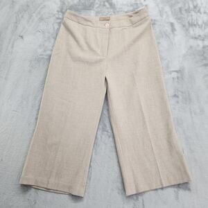 Vintage i.e. Pants Womens 10 Tan High Rise Crop Wide Leg Preppy Office Stretch